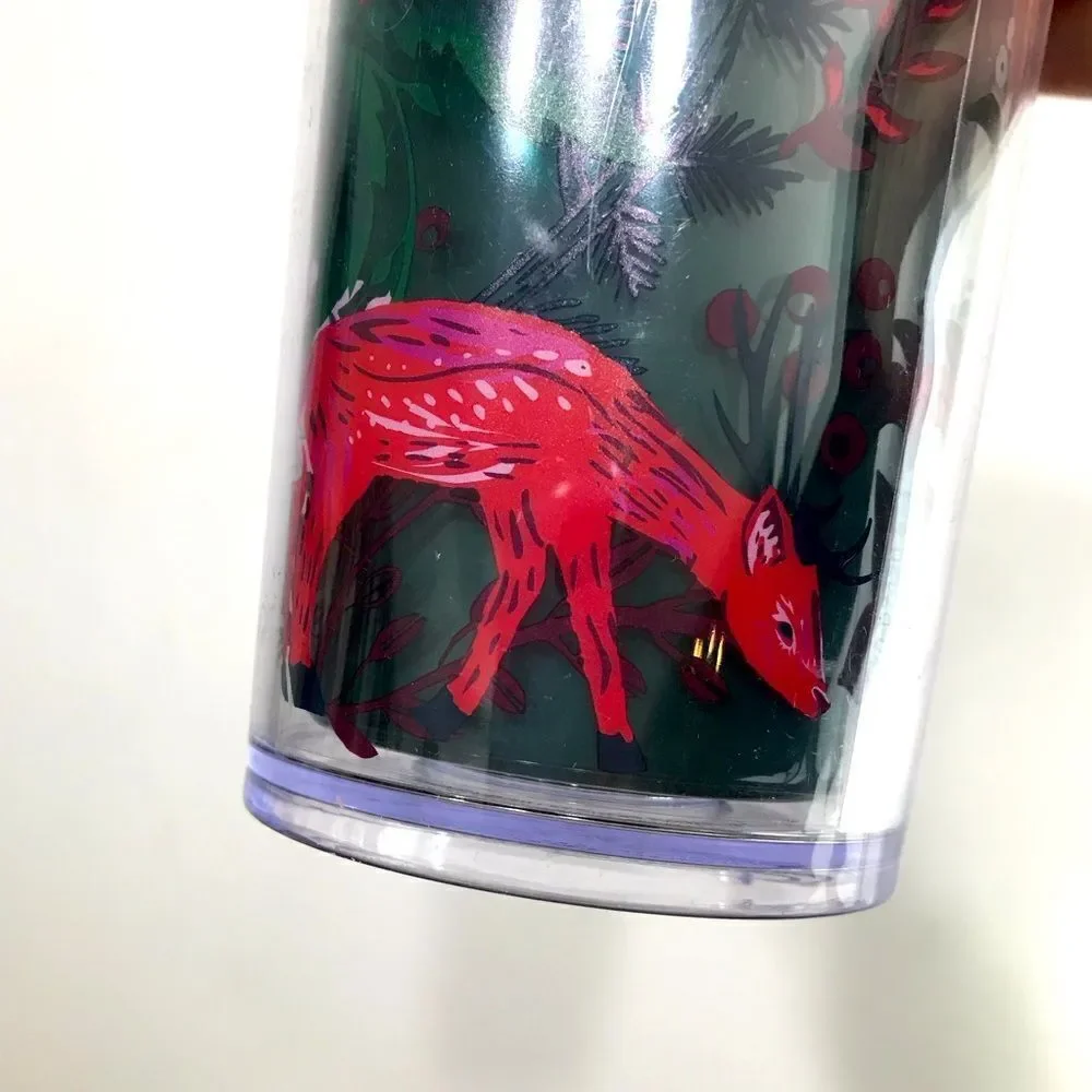 Starbucks Green Pink Floral Holiday Venti 24 oz. Cold Cup Tumbler Winter 2022